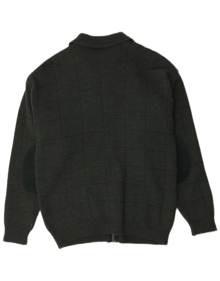 Marks & Spencer Cardigan St. Michael pour homme en laine à petits carreaux verts