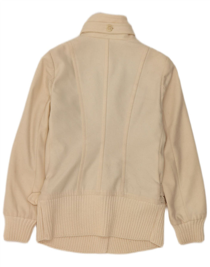Benetton Veste Bomber Femme IT 38 XS Laine Blanc Cassé