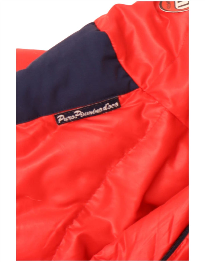VINTAGE Veste rembourrée homme UK 40 Grand Rouge Colourblock Polyamide
