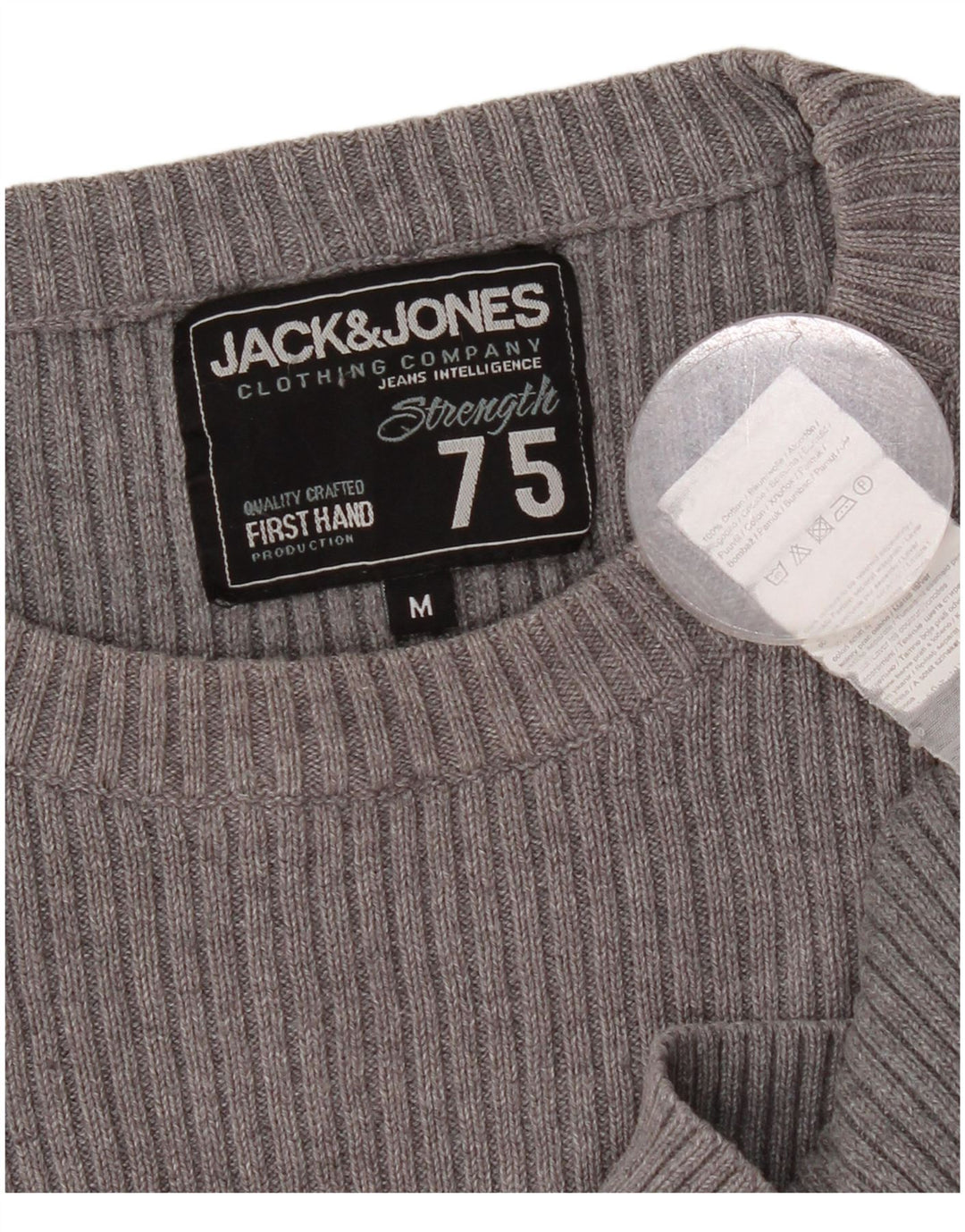 JACK & JONES Pull Graphique Col Ras du Cou Homme Gris Moyen Coton