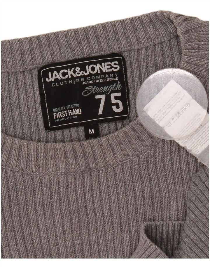 JACK & JONES Pull Graphique Col Ras du Cou Homme Gris Moyen Coton