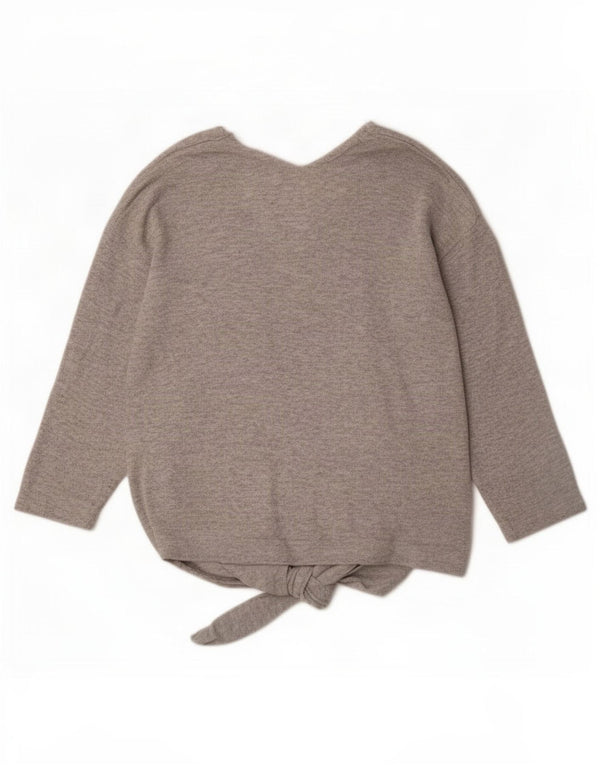 Marks & Spencer Pull à manches 3/4 et col en V pour femme UK 14 Large Gris