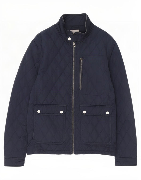 Zara Mens Quilted Jacket UK 40 Large Navy Blue Polyester