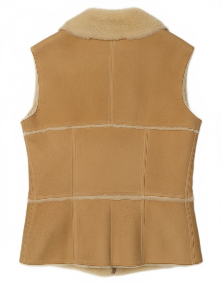 Gilet en peau de mouton vintage pour femme IT 44 Beige moyen