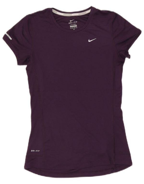 Nike Womens Dri Fit T-Shirt Top UK 6 XS Violet Polyester