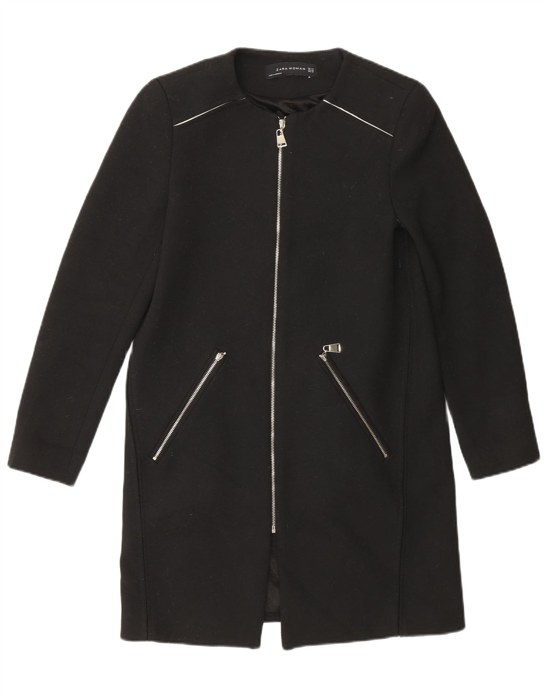 Zara Femme Pardessus UK 6 XS Noir Polyester