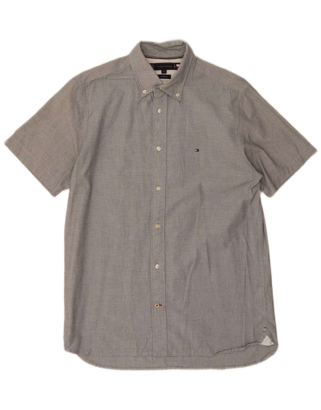 TOMMY HILFIGER Chemise à Manches Courtes Regular Fit Homme Gris Moyen Coton