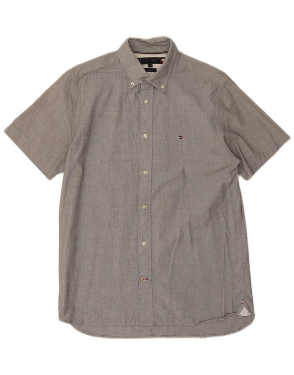 TOMMY HILFIGER Chemise à Manches Courtes Regular Fit Homme Gris Moyen Coton