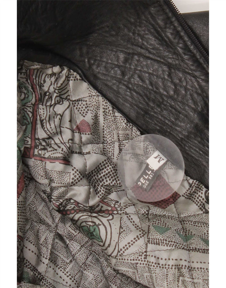 veste en cuir vintage filles 7-8 ans cuir noir moyen