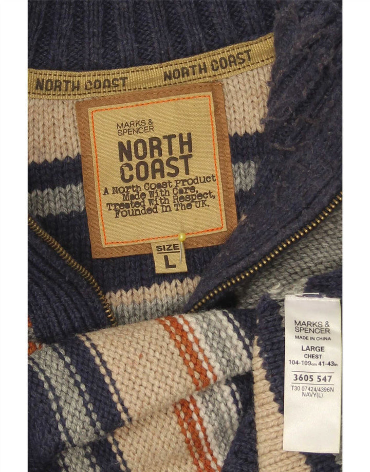 Marks & Spencer Pull North Coast à col zippé pour homme Bleu marine Taille L