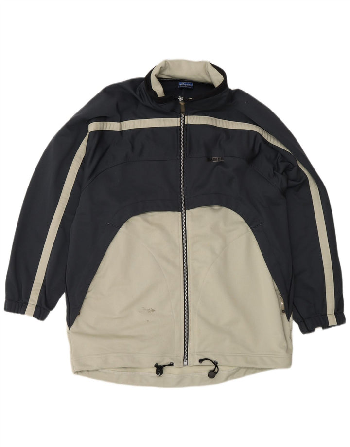 Asics Veste de survêtement pour homme Large Bleu Marine Colorblock Polyester