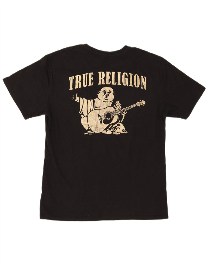 True Religion T-shirt graphique pour homme en coton noir Taille L