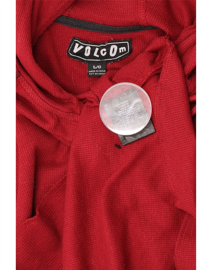 Volcom Pull à capuche boutonné pour homme en coton rouge Large