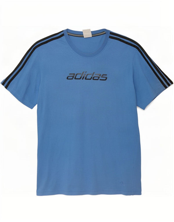 Adidas T-shirt graphique pour homme en coton bleu grand