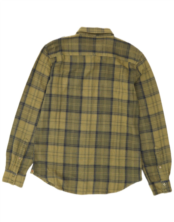 Benetton Chemise En Flanelle Coton À Carreaux Kaki Moyen Homme