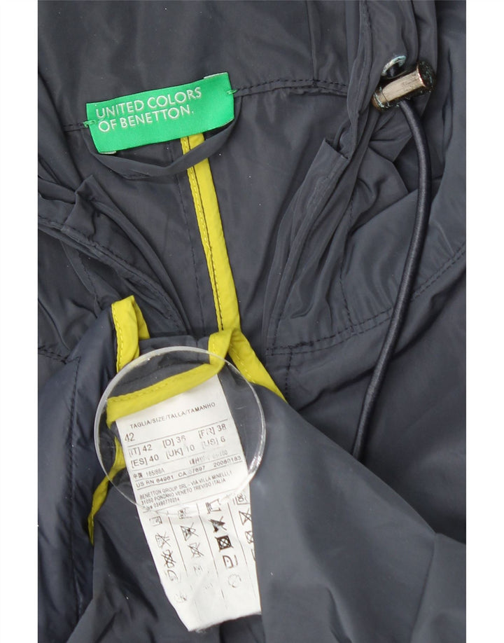BENETTON Imperméable à capuche pour femme UK 10 Small Bleu marine Polyester