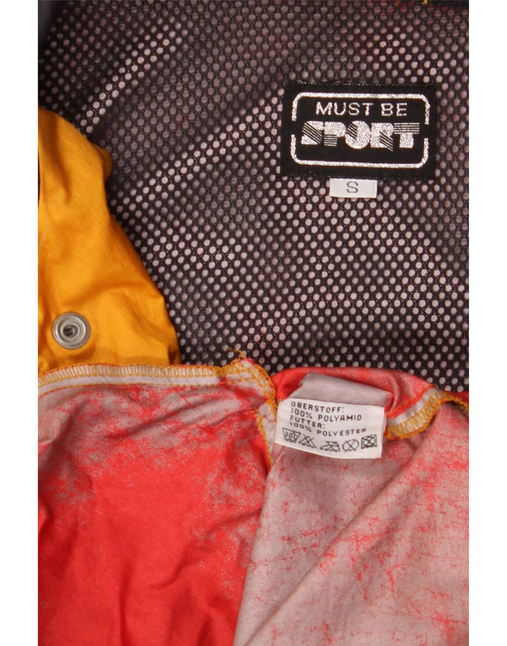 vintage Mens Graphic Raincoat UK 36 Petit Jaune Colourblock Polyamide