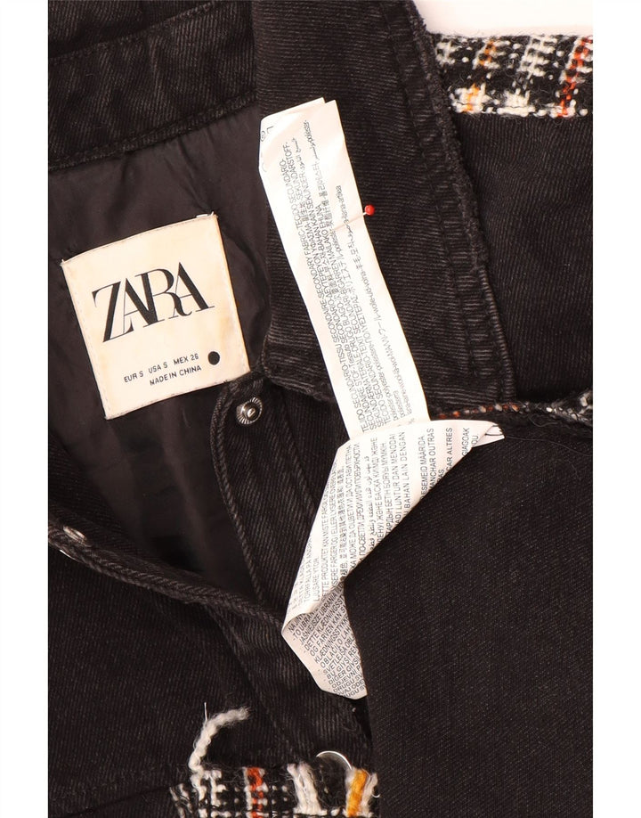 Zara Veste en jean surdimensionnée pour femme UK 10 Petit carreaux noirs en polyester
