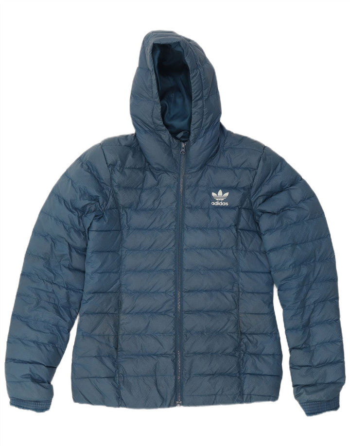 Adidas Veste rembourrée à capuche pour femme UK 14 Bleu moyen Nylon