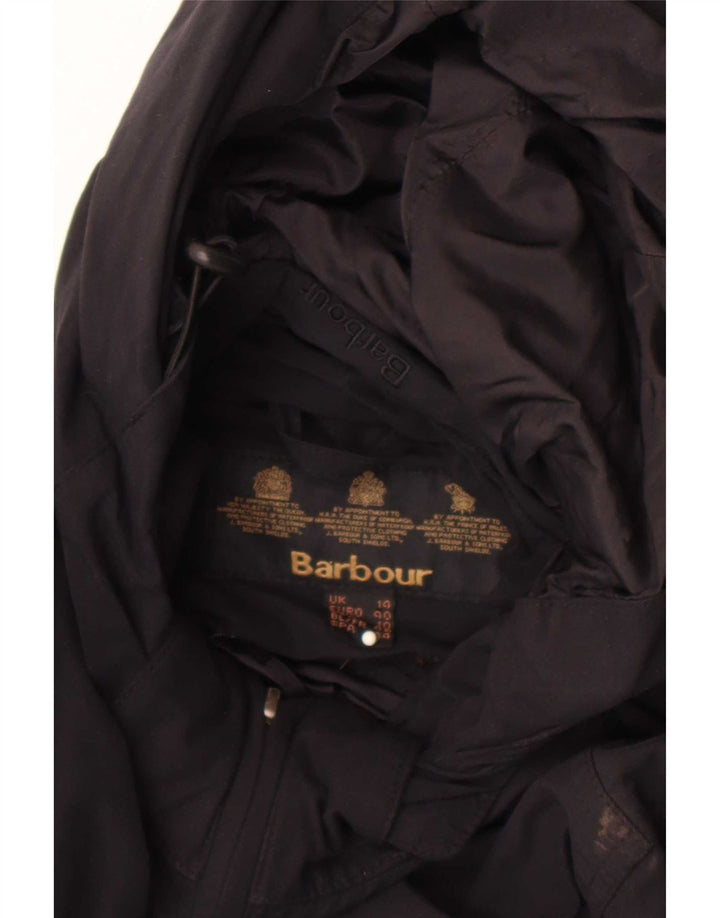 Barbour Veste de pluie à capuche pour femme UK 14 Large Noir Coton