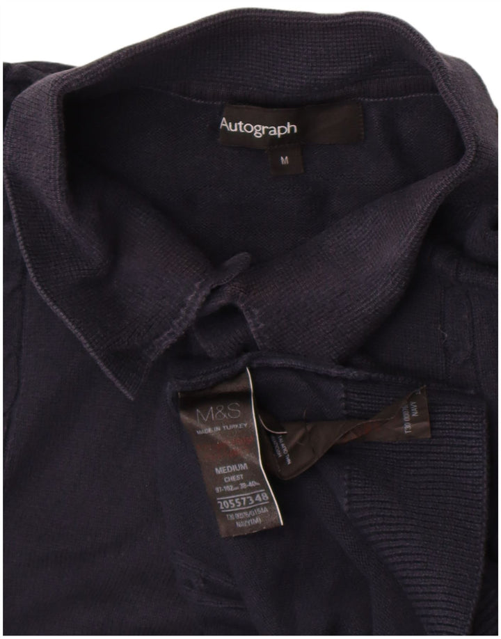 Marks & Spencer Pull à Col Polo Autograph Homme Bleu Marine Moyen