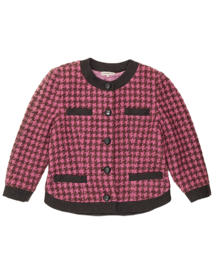 Modyva Veste blazer à manches 3/4 pour femme IT 44 pied-de-poule rose moyen