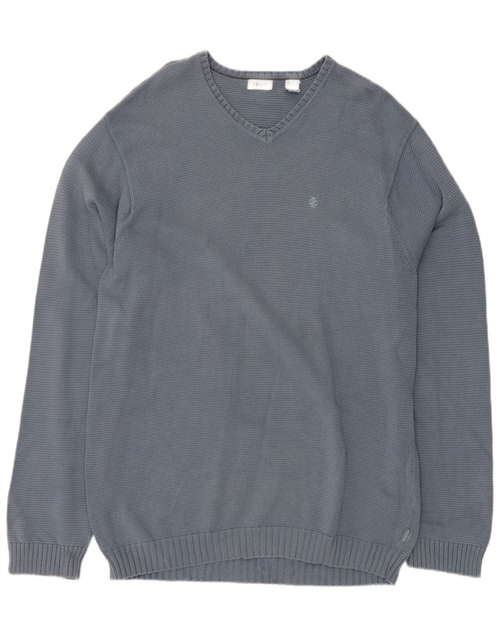 IZOD Pull col V Homme XL Bleu Coton