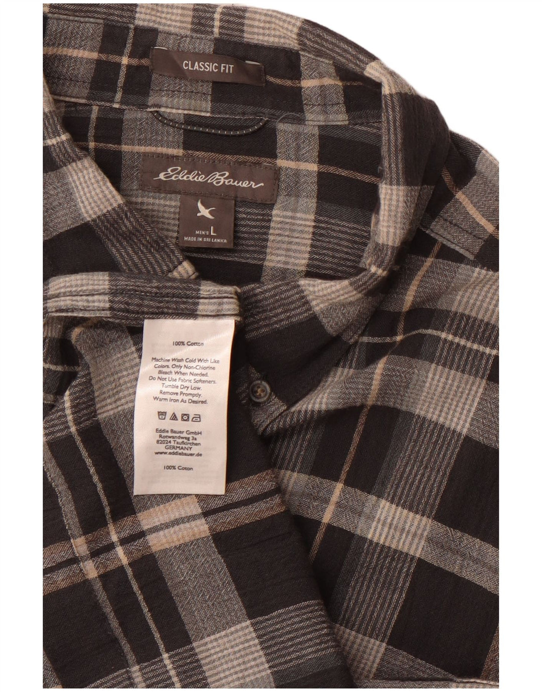 EDDIE BAUER Chemise classique en flanelle pour homme en coton à carreaux gris