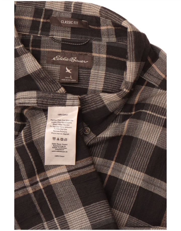 EDDIE BAUER Chemise classique en flanelle pour homme en coton à carreaux gris