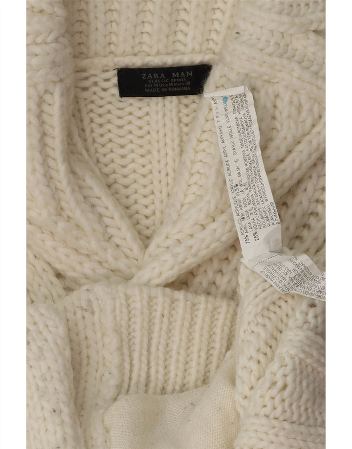 Zara Homme Cardigan Pull Laine Blanc Moyen