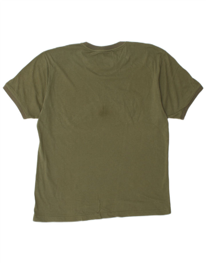 CHAMPION Mens Graphic T-Shirt Top Large Khaki Cotton
