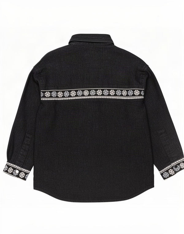 Zara Chemise surdimensionnée pour femme UK 14 Coton géométrique noir moyen