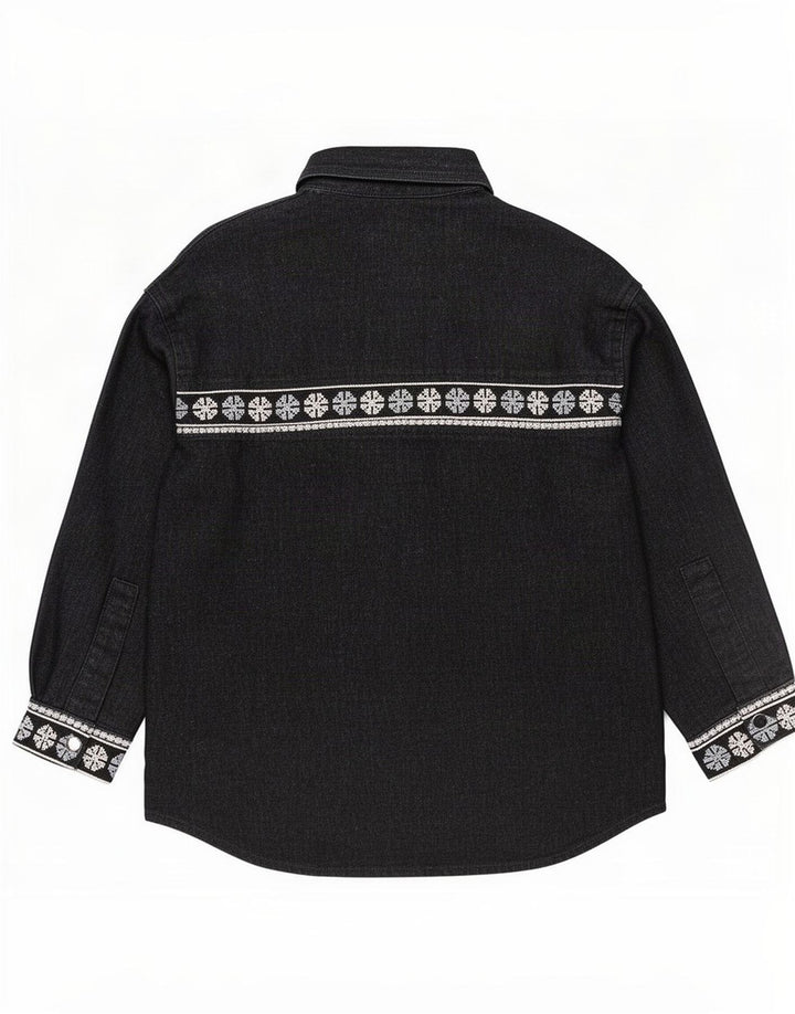 Zara Chemise surdimensionnée pour femme UK 14 Coton géométrique noir moyen