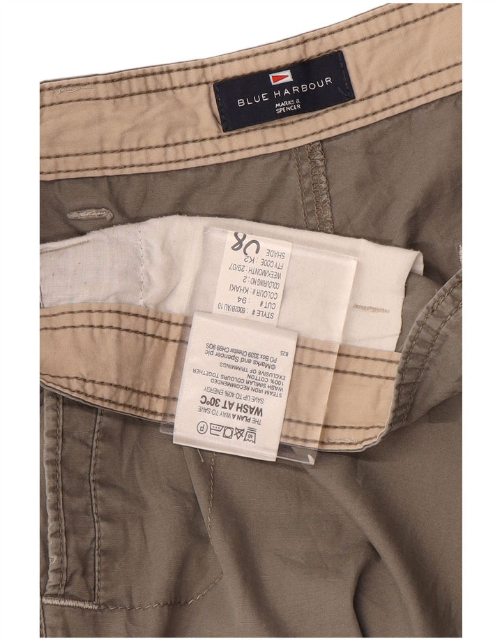 Marks & Spencer Pantalon Cargo Droit Bleu Harbor Homme W38 L31 Gris