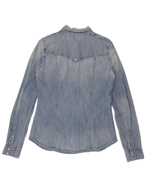 Guess Chemise en jean pour femme UK 8 Small Bleu Coton