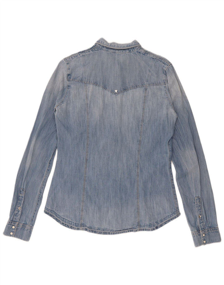 Guess Chemise en jean pour femme UK 8 Small Bleu Coton