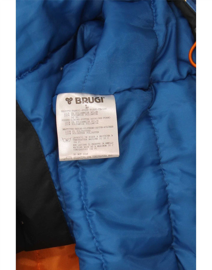 Brugi Veste de ski à capuche pour homme UK 40 Large Bleu Colorblock Polyamide