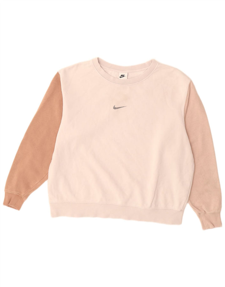 Nike Sweat-shirt pour femme UK 14 en coton color block beige moyen