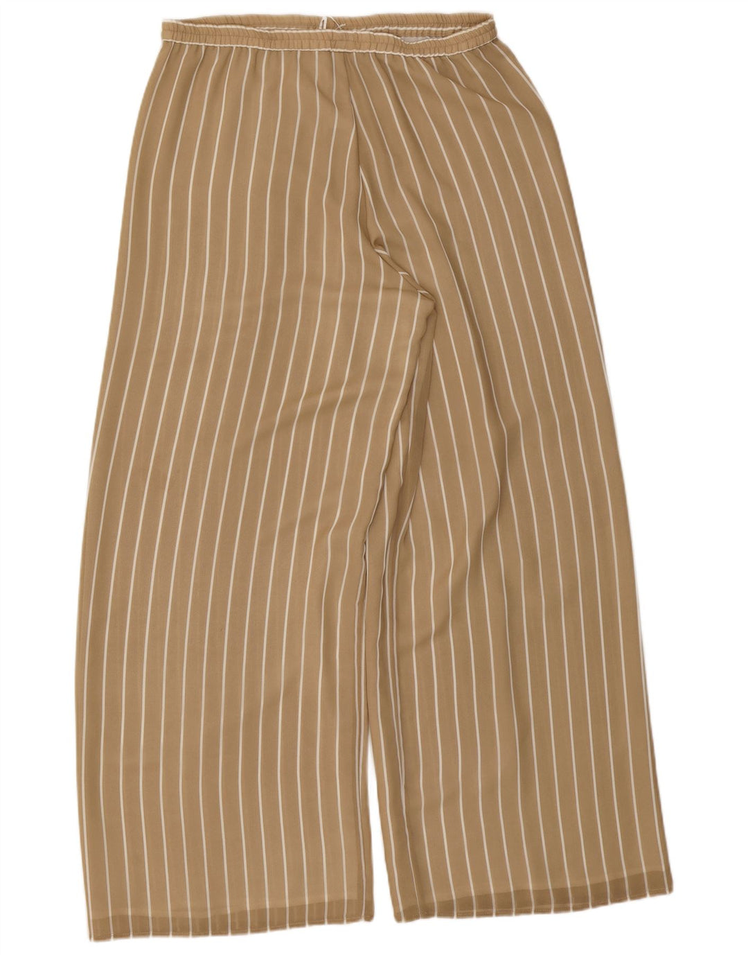 VINTAGE Pantalon décontracté à jambe large pour femme W32 L31 Beige à fines rayures Polyester