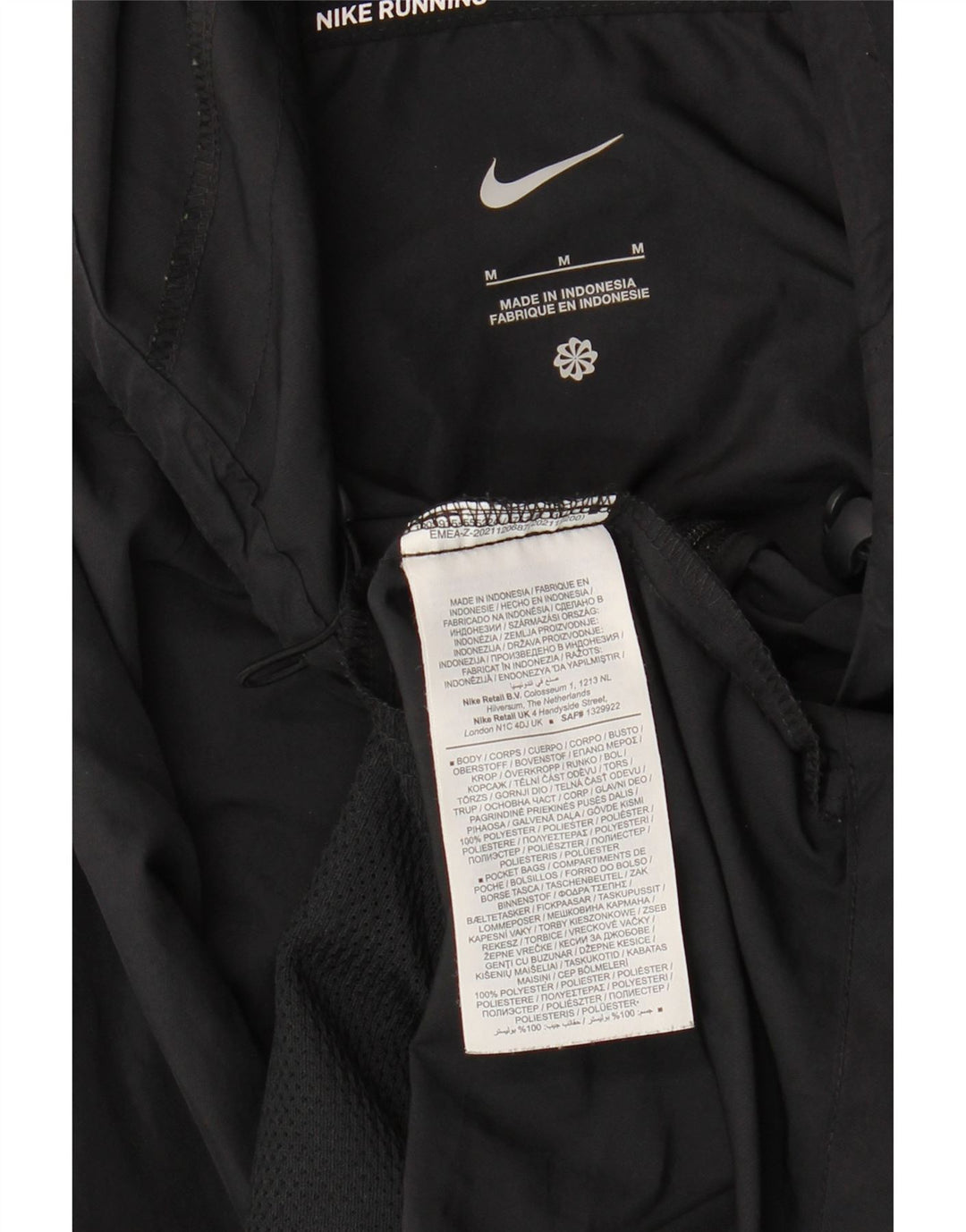 NIKE Veste de pluie à capuche pour homme UK 38 Medium Noir Polyester