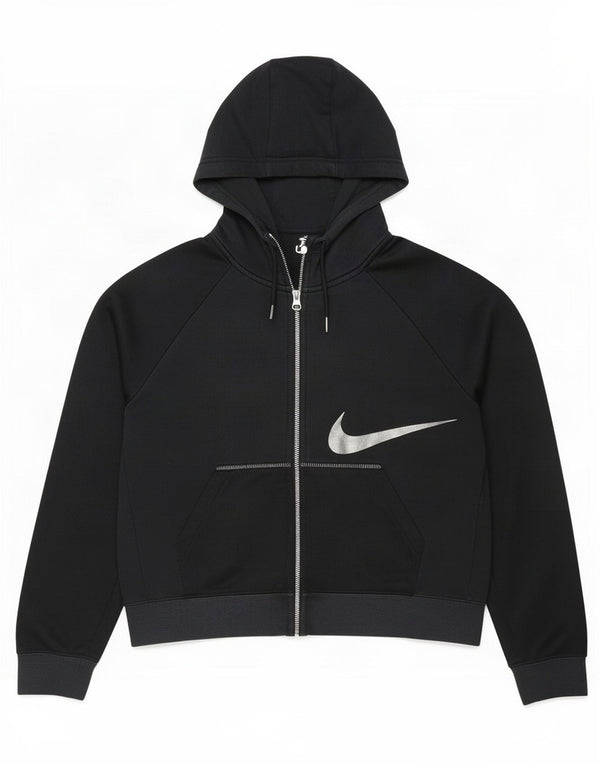 Nike Pull à capuche surdimensionné avec fermeture éclair pour femme UK 6 XS Gris Coton
