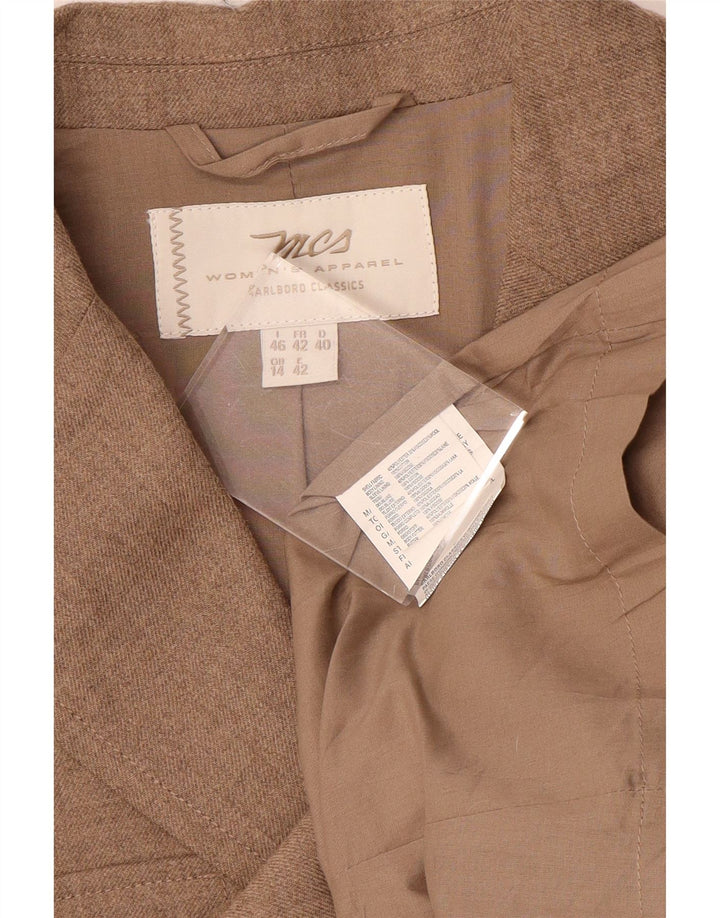 Marlboro Classics Veste blazer à 3 boutons pour femme UK 14 Large Marron Polyester