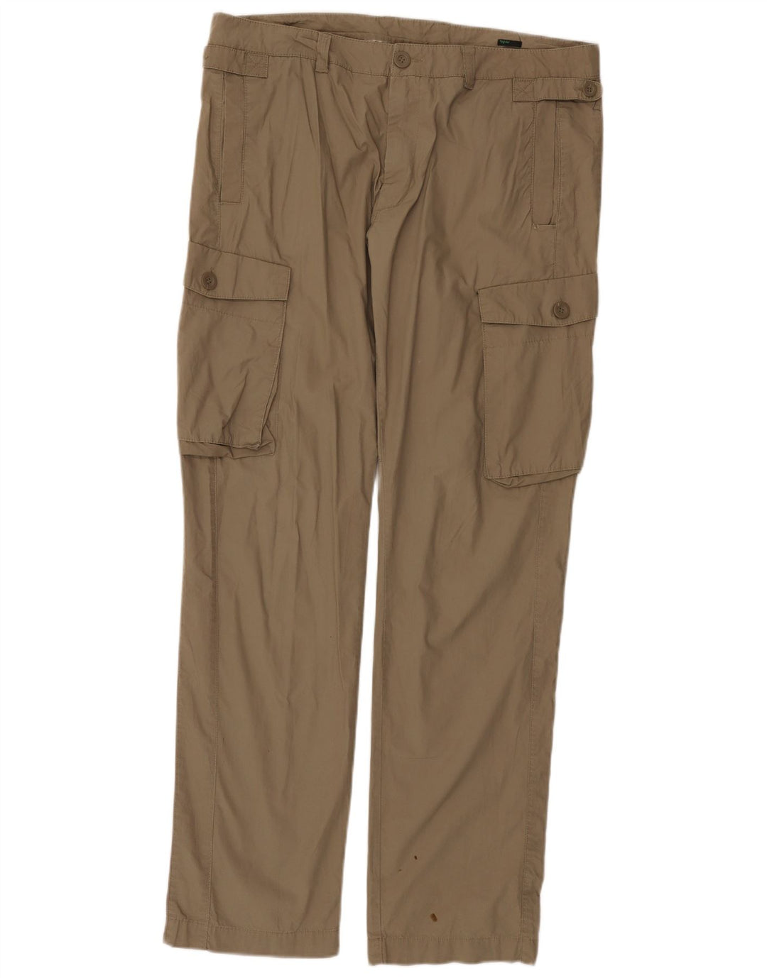 BENETTON Pantalon Cargo Droit Homme IT 52 XL W38 L34 Kaki Coton