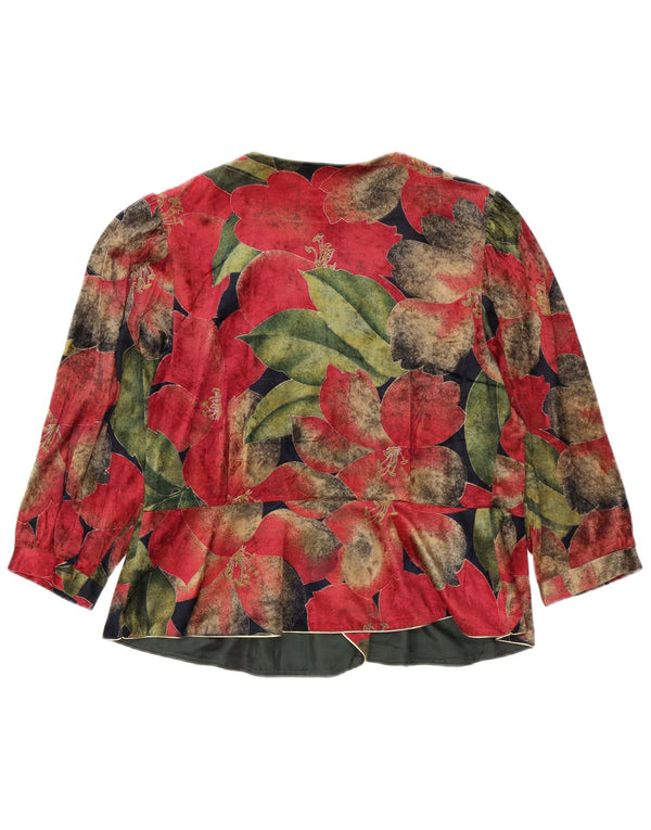 vintage Femme 3/4 Manches Chemise Blouse IT 46 Grand Floral Multicolore
