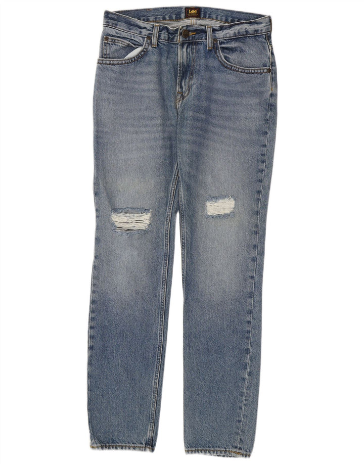 Lee Femme Rider Jean Slim Effet Déchiré W30 L32 Bleu Coton