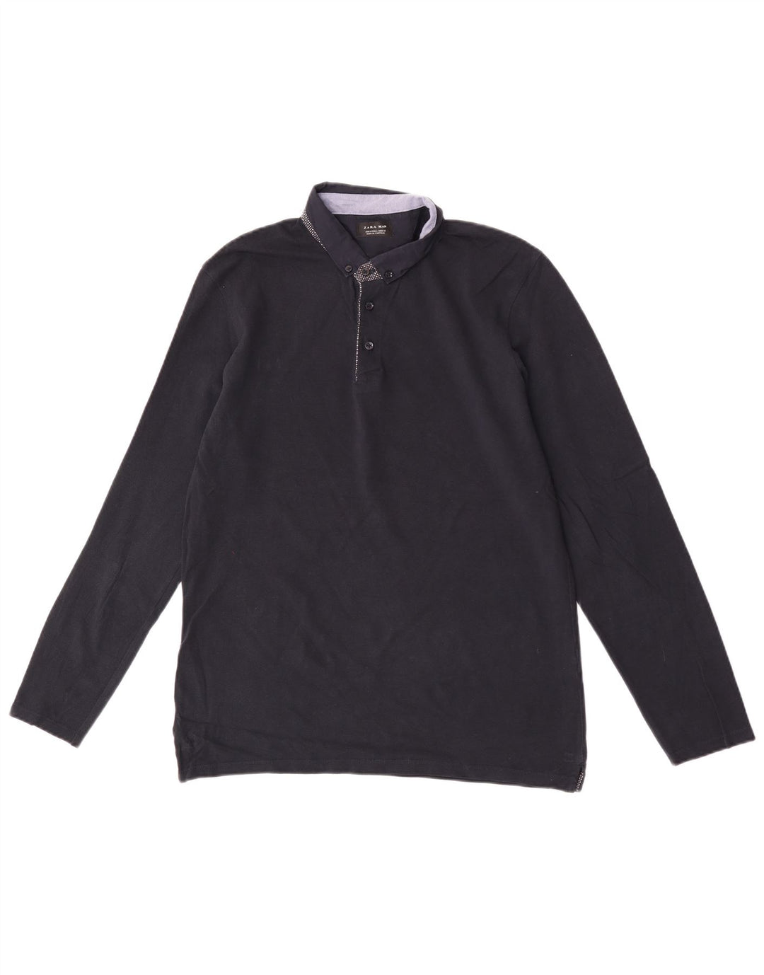 Zara Polo à manches longues pour hommes, grand, bleu marine
