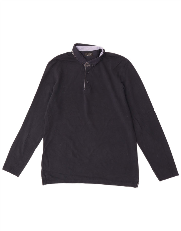 Zara Polo à manches longues pour hommes, grand, bleu marine