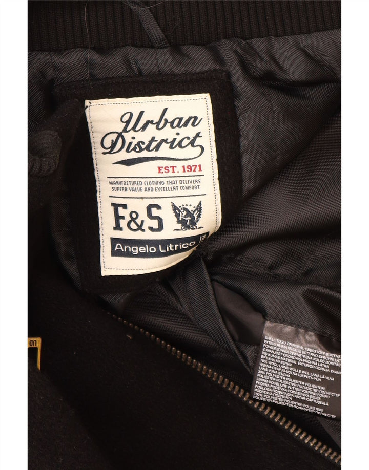 ANGELO LITRICO Veste Bomber Militaire Homme UK 42 XL Laine Noire