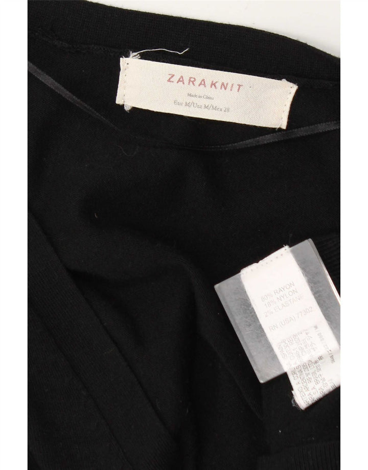 Zara Womens Cardigan Sweater UK 14 Medium Noir Rayonne