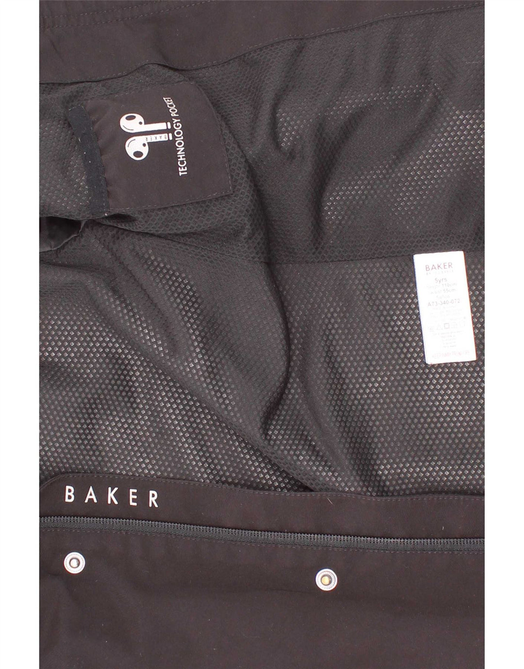 Ted Baker Veste de pluie à capuche graphique pour garçon 4-5 ans Noir Polyester